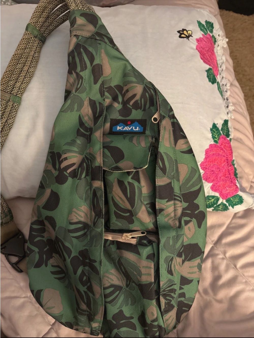 Kavu Green Camo Crossbody Sling Bag